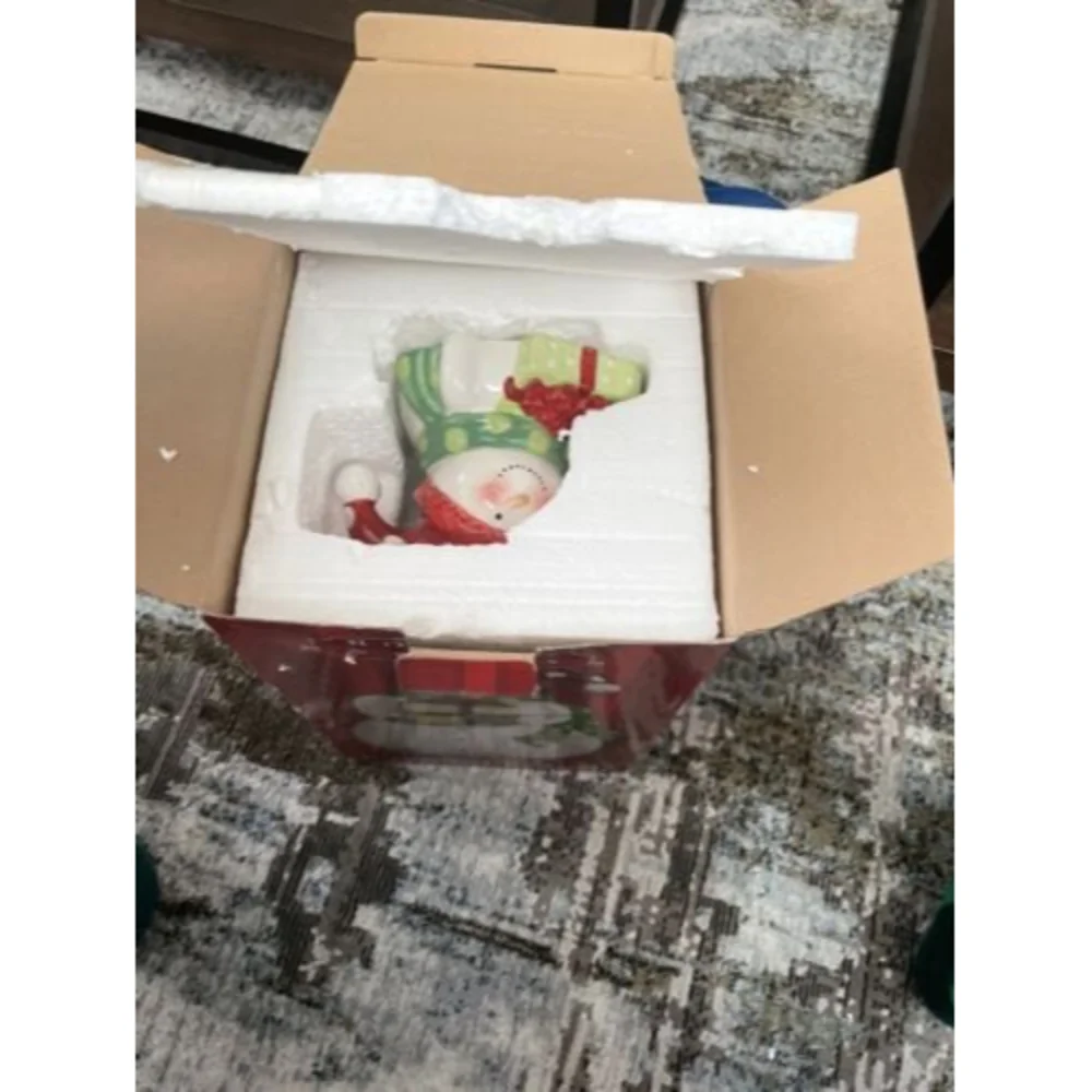 Certified International Holiday Snowman Cookie Jar - BRAND NEW IN BOX - Ceramic